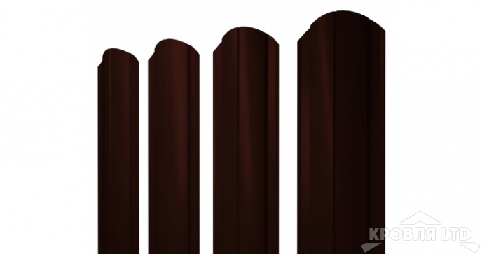 Евроштакетник Круглый фигурный 0,5 Velur20 RR 32 темно-коричневый