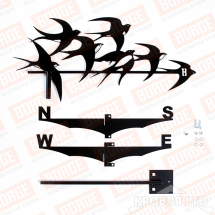 Флюгер BORGE Ласточки, 625х290мм, чёрный (RAL 9005 matt)