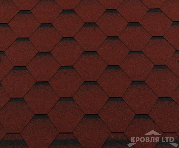 Гибкая черепица Roofshield  серия Premium коллекци Стандарт цвет Красный с оттенением