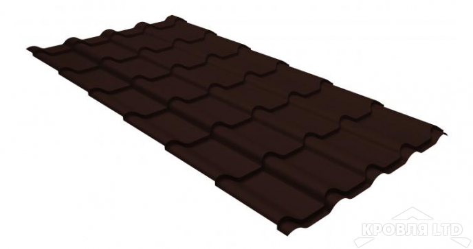 Металлочерепица Камея, GreenCoat Pural Matt RR 887 шоколадно-коричневый, толщина 0,5