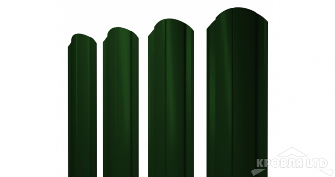 Евроштакетник Круглый фигурный 0,45 PE-Double RAL 6005 зеленый мох